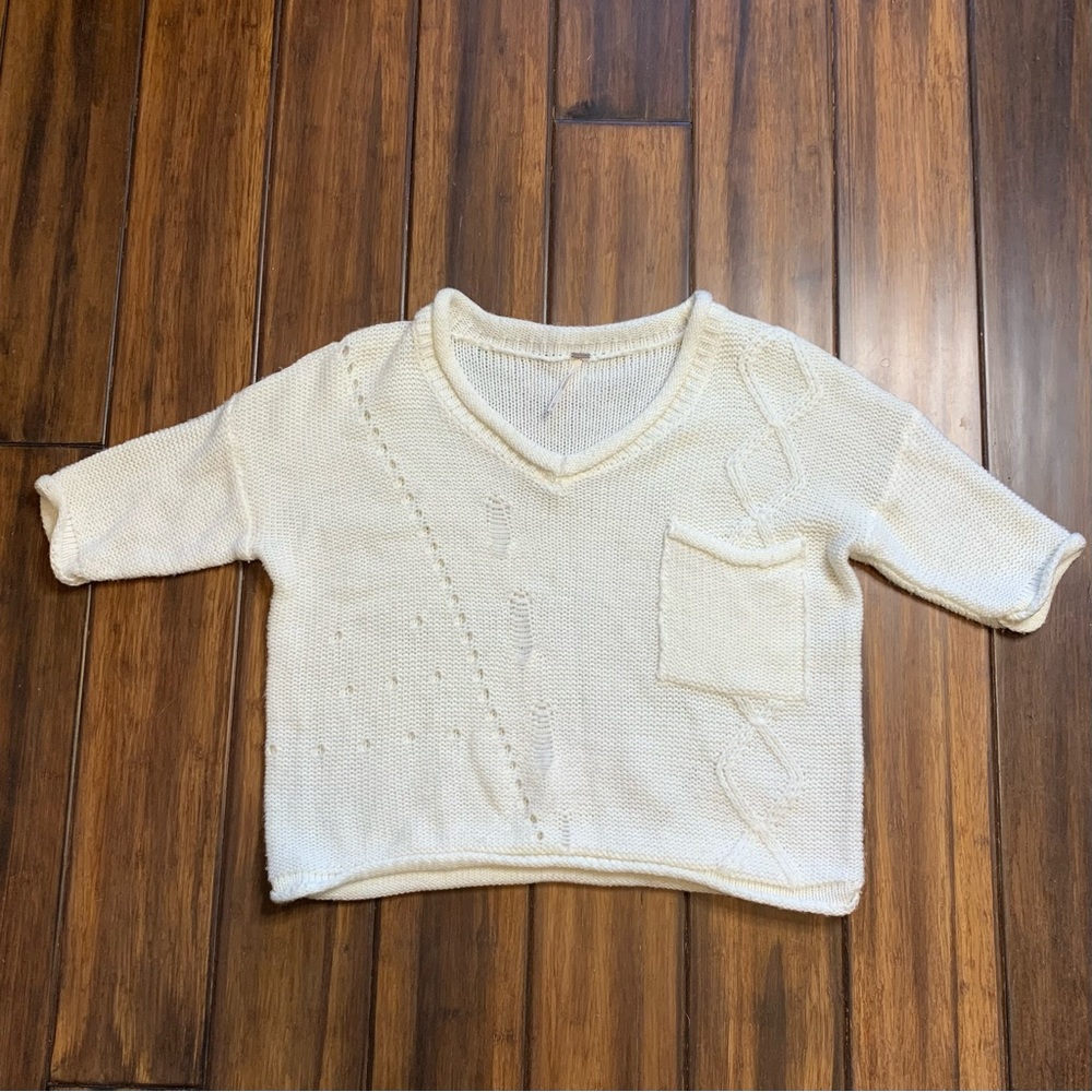 Free People Cream Knit Top